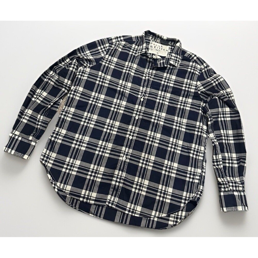 FRANK & EILEEN Button-Up Shirt S Relaxed Cotton lightweight Plaid Preppy Classic